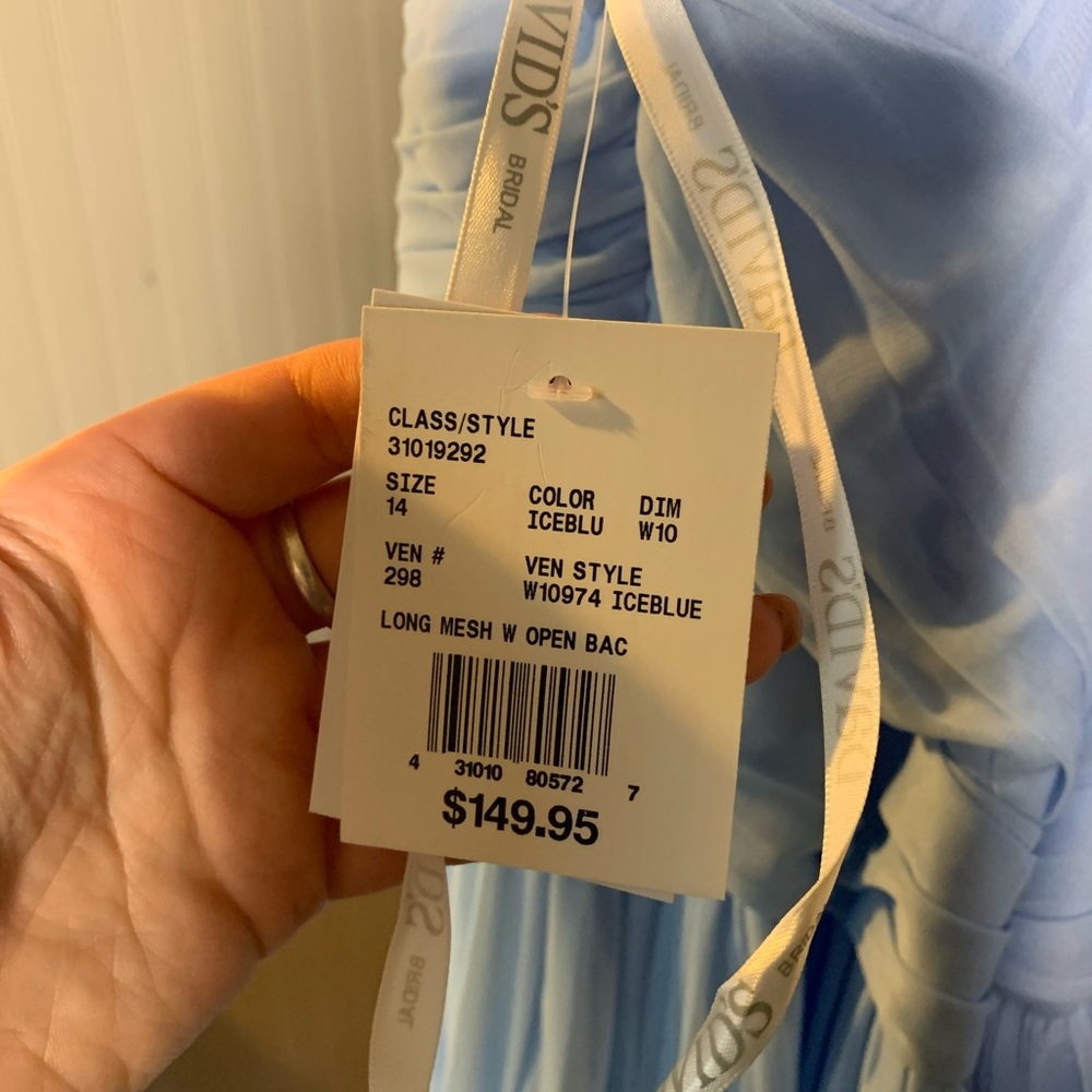Ice Blue David’s Bridal Bridesmaid Dress